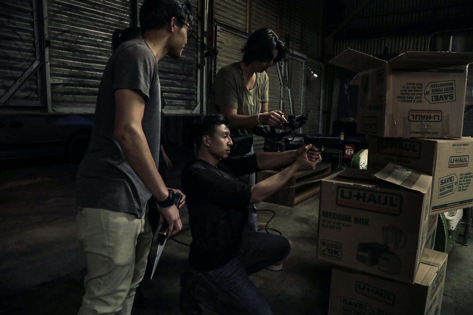 film crew in action